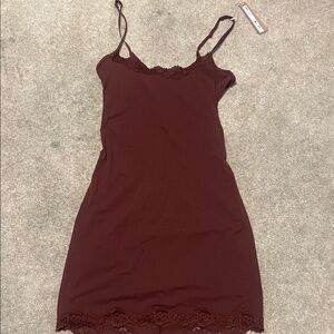 SKIMS Fits Everybody Lace Slip Dress Oxblood